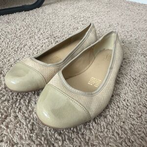 Flexi Beige Patent Cap-Toe Ballet Flats